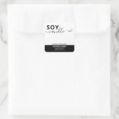 Minimalistische Schwarz-weiße Skriptsoy-Kerze Quadratischer Aufkleber (Tasche)