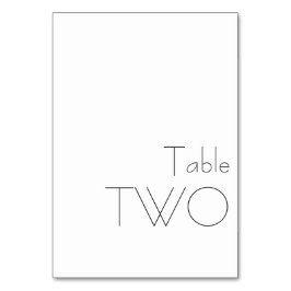 Minimalistische Schwarz-weiße spielerische Typogra Tischnummer