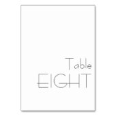 Minimalistische Schwarz-weiße spielerische Typogra Tischnummer (Vorderseite)