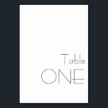 Minimalistische Schwarz-weiße spielerische Typogra Tischnummer<br><div class="desc">Moderne Minimalistische Schwarz-weiße spielerische Typografie Wedding ONE Tischnummer</div>
