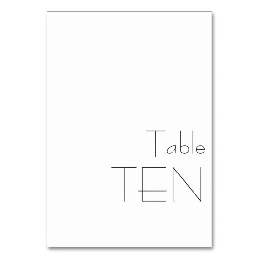 Minimalistische Schwarz-weiße spielerische Typogra Tischnummer (Rückseite)