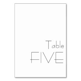 Minimalistische Schwarz-weiße spielerische Typogra Tischnummer