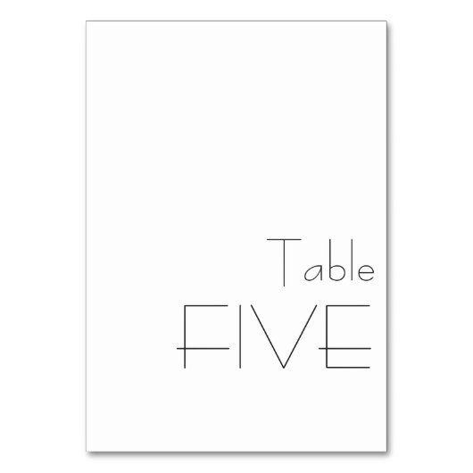 Minimalistische Schwarz-weiße spielerische Typogra Tischnummer (Vorderseite)