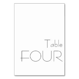 Minimalistische Schwarz-weiße spielerische Typogra Tischnummer