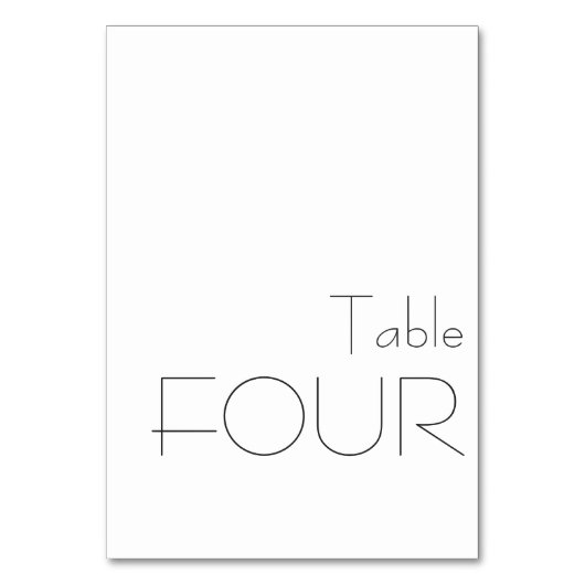 Minimalistische Schwarz-weiße spielerische Typogra Tischnummer (Rückseite)