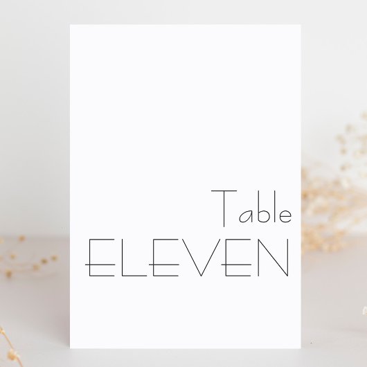 Minimalistische Schwarz-weiße spielerische Typogra Tischnummer