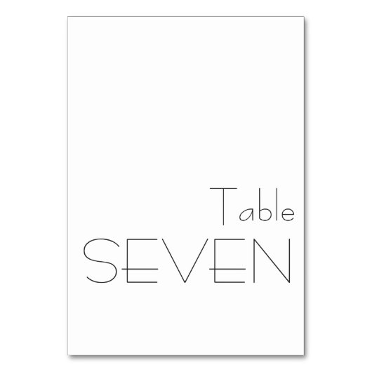 Minimalistische Schwarz-weiße spielerische Typogra Tischnummer (Rückseite)