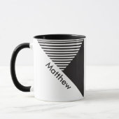 Minimalistische Schwarz-weiße Streifen Geo Individ Tasse (Links)