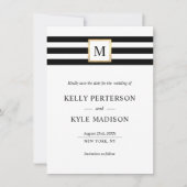 Minimalistische Schwarz-weiße Streifen Monogramm G Save The Date (Vorderseite)