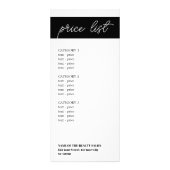 Minimalistische Schwarz-weiße Strickpreisliste Werbekarte (Vorne)