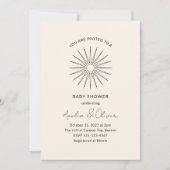 Minimalistische Schwarz-weiße Sunburst Lines Babyd Einladung (Vorderseite)