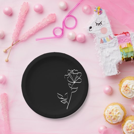 Minimalistische Schwarz-weiße Teller für Blumenpap (Party)