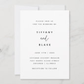 Minimalistische Schwarz-weiße Typografie-Hochzeit Einladung (Vorderseite)