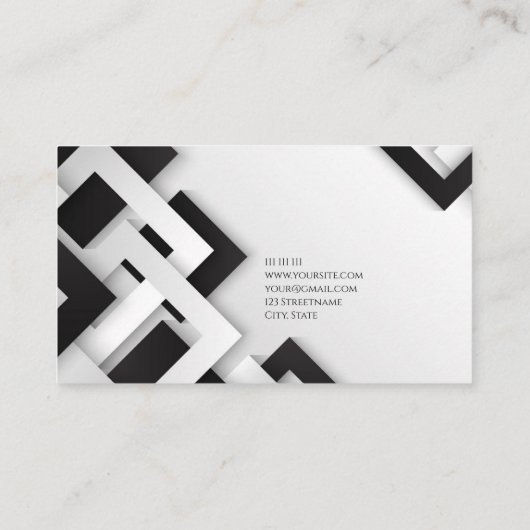 Minimalistische Schwarz-weiße Visitenkarte (Rückseite)