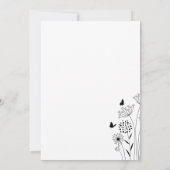 Minimalistische Schwarz-weiße Wildblume Einladung (Rückseite)