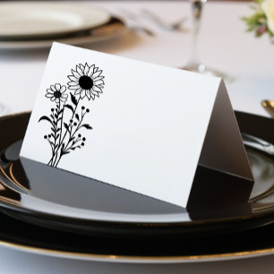 Minimalistische Schwarz-weiße Wildblumen