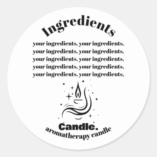 Minimalistische Schwarz-weiße Zutaten Kerzensiegel Runder Aufkleber (Vorderseite)
