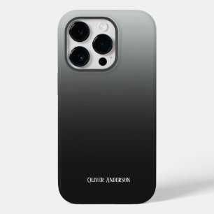 Minimalistische schwarze bis grau mit Namen Case-Mate iPhone 14 Pro Hülle