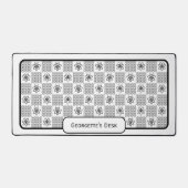 Minimalistische schwarze Blume - Auf Weiß geprüft Schreibtischunterlage (Vorderseite)