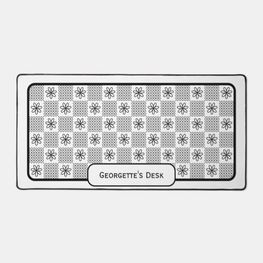 Minimalistische schwarze Blume - Auf Weiß geprüft Schreibtischunterlage (Vorderseite)