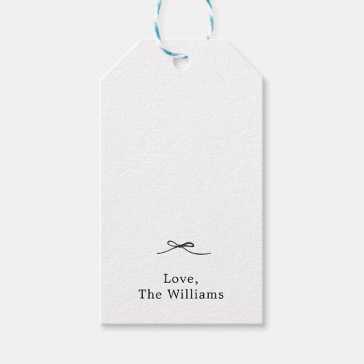 Minimalistische schwarze Bow-benutzerdefinierte Gi Geschenkanhänger (Vorderseite)