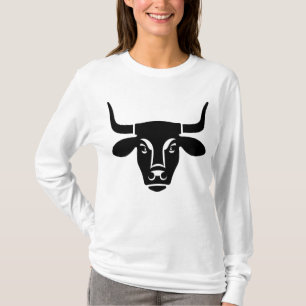 Minimalistische schwarze Bullenkopf-Ochsen-Silhoue T-Shirt