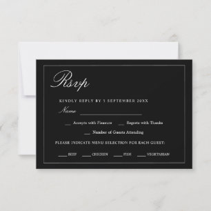 Minimalistische schwarze elegante moderne Hochzeit RSVP Karte