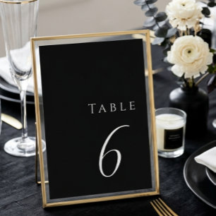 Minimalistische schwarze elegante moderne Hochzeit Tischnummer