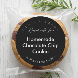 Minimalistische schwarze elegante Schrift Bäckerei Runder Aufkleber