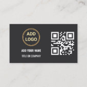 Minimalistische schwarze Gold Custom Logo QR Code Visitenkarte (Vorderseite)