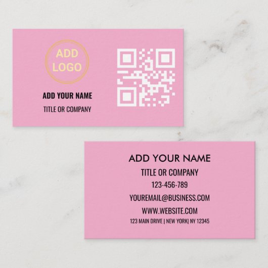 Minimalistische schwarze Gold Custom Logo QR-Code Visitenkarte (Vorne/Hinten)