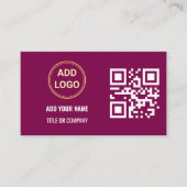 Minimalistische schwarze Gold Custom Logo QR-Code Visitenkarte (Vorderseite)