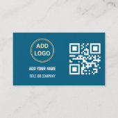 Minimalistische schwarze Gold Custom Logo QR-Code  Visitenkarte (Vorderseite)
