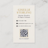 Minimalistische schwarze Gold-Monogramm-QR-Code Visitenkarte (Rückseite)