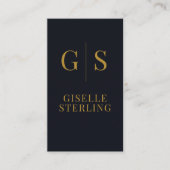Minimalistische schwarze Gold-Monogramm-QR-Code Visitenkarte (Vorderseite)