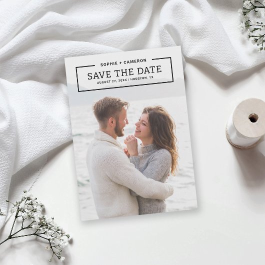 Minimalistische Schwarze Grenze Foto Save the Date