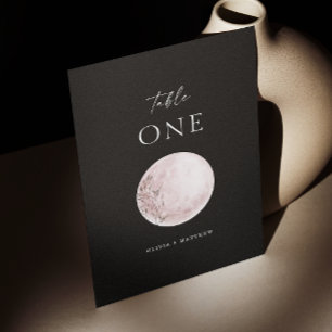 Minimalistische schwarze Hochzeit Blush mystisch Tischnummer
