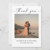 Minimalistische Schwarze Hochzeit Dankeskarte (Vorderseite)