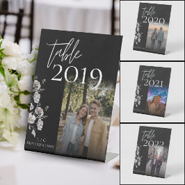 Minimalistische Schwarze Hochzeit Foto Tischnummer Sockelschild