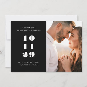 Minimalistische schwarze Hochzeit Moderne editor Save The Date