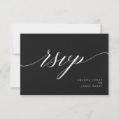 Minimalistische Schwarze Hochzeit RSVP Karte (Rückseite)