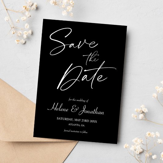 Minimalistische Schwarze Hochzeit Save The Date