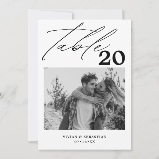 Minimalistische Schwarze Hochzeit Tischnummer Bild (Rückseite)