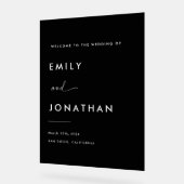 Minimalistische Schwarze Hochzeit Willkommen Acrylschild (Winkel)