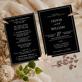 Minimalistische schwarze Hochzeitseinladungskarte Folieneinladung