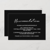 Minimalistische Schwarze Hochzeitsunterkünfte Begleitkarte (Vorne/Hinten)