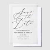 Minimalistische Schwarze Kalligrafie Hochzeit spei Pergament Einladungen (Versetzt)