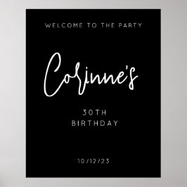 Minimalistische Schwarze Kalligraphie 30. Geburtst Poster