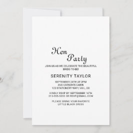 Minimalistische Schwarze Kalligraphie Hen Party Ei Einladung