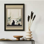 Minimalistische schwarze Katze Ästhetik Neutral Poster